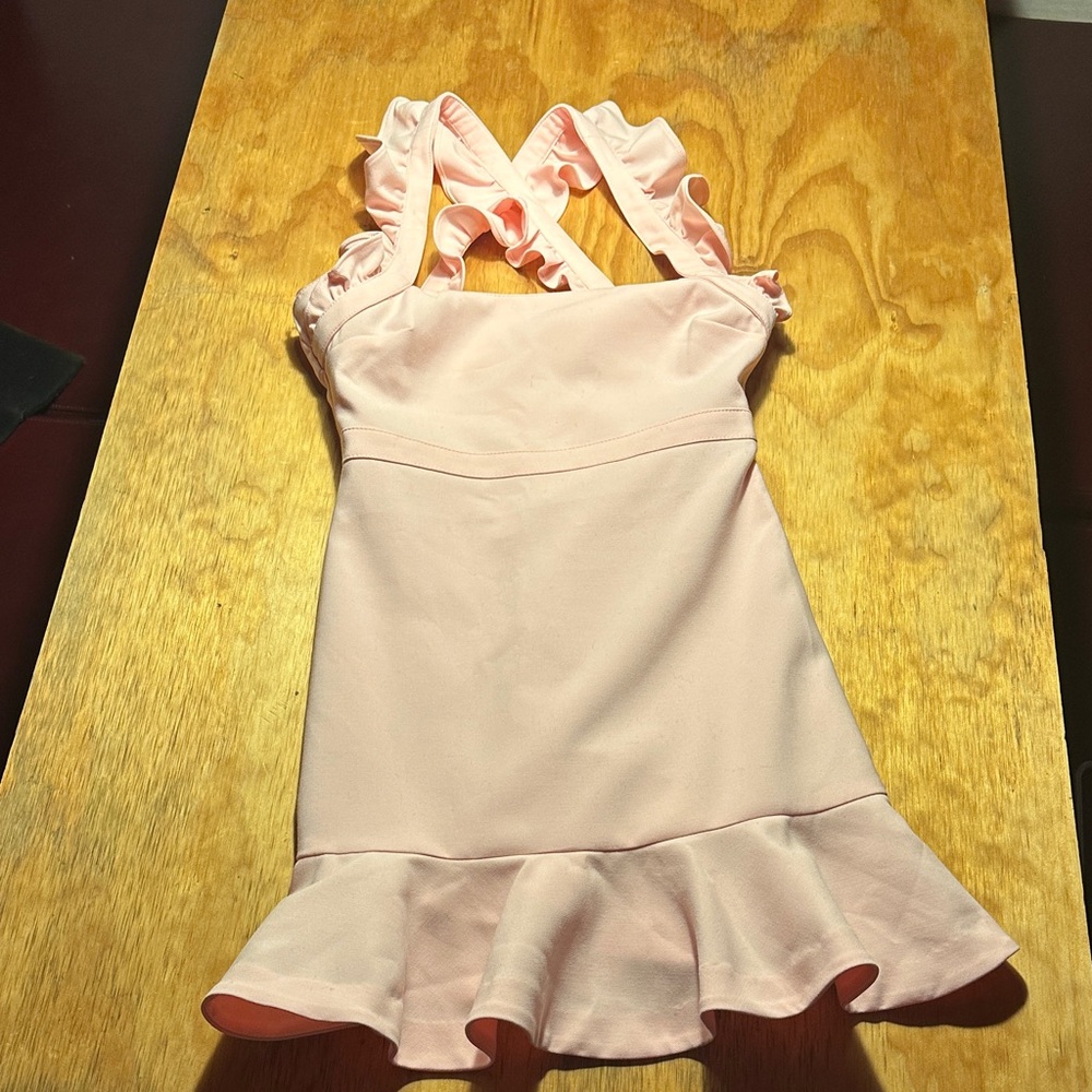Pink Ruffle Strap LIKELY Dress Princess Core Gossip Girl Rich girl